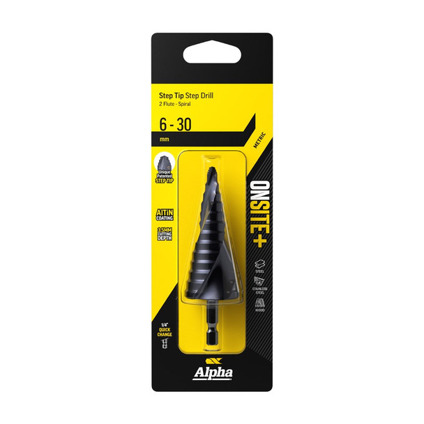 Alpha ONSITE Plus Step Drill - Spiral Flute 6-30mm