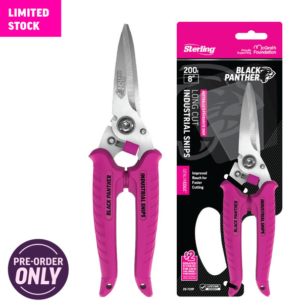 Sterling PINK Black Panther Snips 200mm (8”) - Long Cut