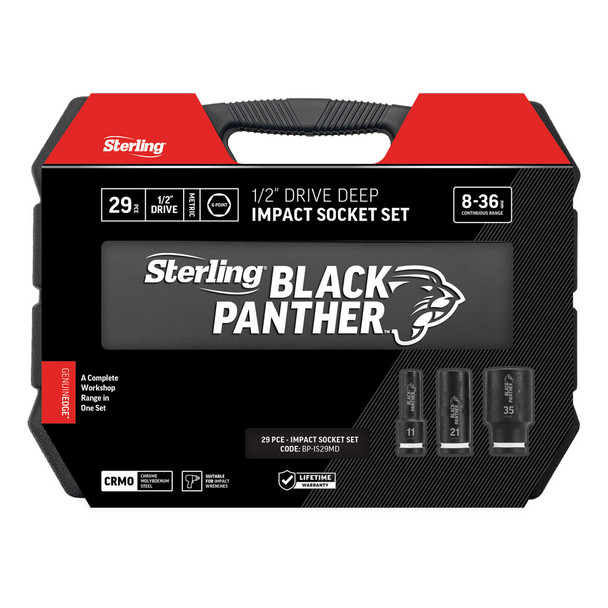 Sterling Black Panther 1/2” Drive Deep Impact Socket Set - 29 piece
