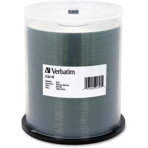 Verbatim CD-R 700MB 52X DataLifePlus Shiny Silver Silk Screen Printable - 100pk Spindle Verbatim CD-R 700MB 52X DataLifePlus Shiny Silver Silk Screen Printable - 100pk Spindle