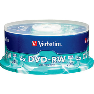 Verbatim DVD-RW 4.7GB 4X with Branded Surface - 30pk Spindle Verbatim DVD-RW 4.7GB 4X with Branded Surface - 30pk Spindle