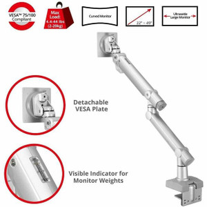 SIIG Mounting Arm for Flat Panel Display, Curved Screen Display, Monitor - Silver SIIG Mounting Arm for Flat Panel Display, Curved Screen Display, Monitor - Silver