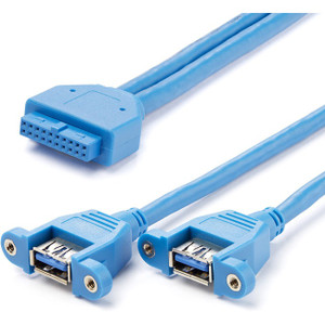 StarTech.com 2 Port Panel Mount USB 3.0 (5Gbps) Cable - USB A to Motherboard Header Cable F/F StarTech.com 2 Port Panel Mount USB 3.0 (5Gbps) Cable - USB A to Motherboard Header Cable F/F