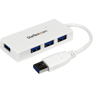StarTech.com Portable 4 Port SuperSpeed Mini USB 3.0 Hub - 5Gbps - White StarTech.com Portable 4 Port SuperSpeed Mini USB 3.0 Hub - 5Gbps - White