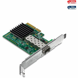 TRENDnet 10 Gigabit PCIe SFP+ Network Adapter, Convert A PCIe Slot Into A 10G SFP+ Slot, Supports 802.1Q, Standard & Low-Profile Brackets Included, Compatible With Windows & Linux, Black, TEG-10GECSFP TRENDnet 10 Gigabit PCIe SFP+ Network Adapter, Convert A PCIe Slot Into A 10G SFP+ Slot, Supports 802.1Q, Standard & Low-Profile Brackets Included, Compatible With Windows & Linux, Black, TEG-10GECSFP