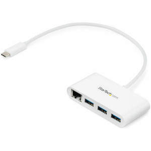 StarTech.com 3 Port USB C Hub with Gigabit Ethernet - USB-C to 3x USB-A - USB 3.0 - White - USB Hub with GbE - USB-C to USB Adapter - USB Type C Hub StarTech.com 3 Port USB C Hub with Gigabit Ethernet - USB-C to 3x USB-A - USB 3.0 - White - USB Hub with GbE - USB-C to USB Adapter - USB Type C Hub