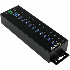 StarTech.com 10 Port Industrial USB 3.0 Hub - ESD and Surge Protection - DIN Rail or Surface-Mountable Metal Housing StarTech.com 10 Port Industrial USB 3.0 Hub - ESD and Surge Protection - DIN Rail or Surface-Mountable Metal Housing