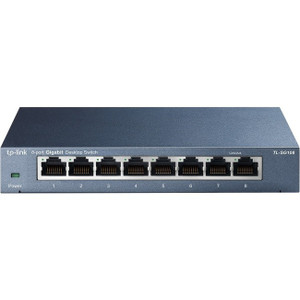 TP-LINK TL-SG108 8-Port 10/100/1000Mbps Desktop Gigabit Steel Cased Switch TP-LINK TL-SG108 8-Port 10/100/1000Mbps Desktop Gigabit Steel Cased Switch