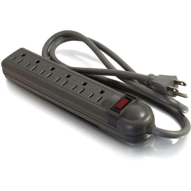 C2G 6-Outlet Power Strip - With Surge Suppressor, 14 AWG, 4ft Long - Black