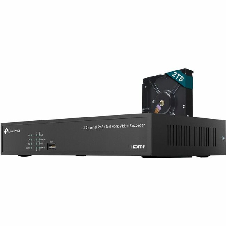 TP-Link VIGI 4 Channel PoE+ Network Video Recorder - 2 TB HDD