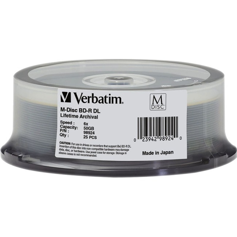 Verbatim Blu-ray Recordable Media - BD-R DL - 8x - 50 GB - 25 Verbatim Blu-ray Recordable Media - BD-R DL - 8x - 50 GB - 25
