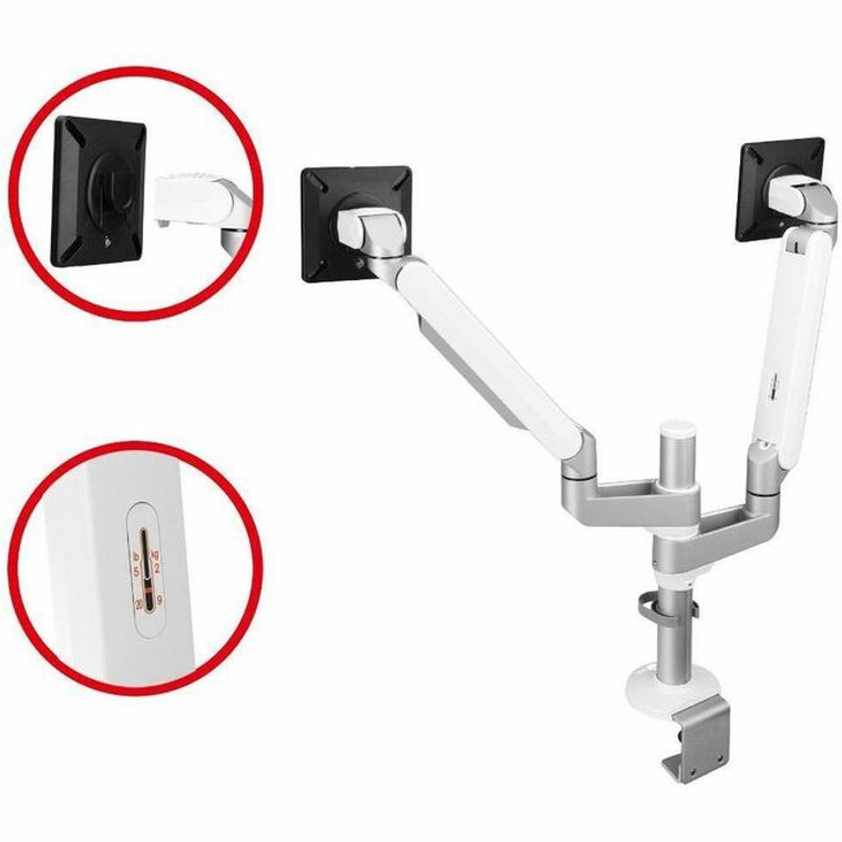SIIG Desk Mount for Monitor, Curved Screen Display, Flat Panel Display, Display - Silver - Landscape/Portrait