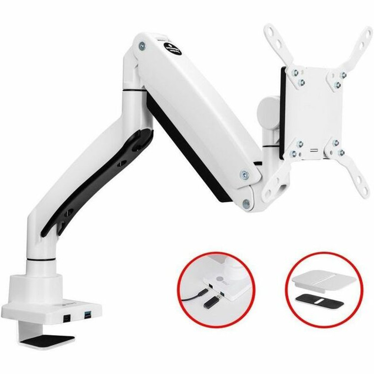 SIIG Mounting Arm for Monitor, Flat Panel Display, Curved Screen Display - White - Landscape/Portrait