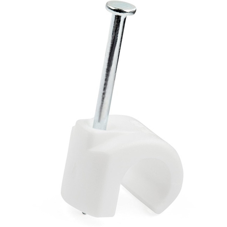 StarTech.com 100 Pk (L) Cable Clips w/ Nail - Reusable Nail-in Clamps - Cord Mounting/Holding Clips - Cable Tacks Wire Fasteners White TAA