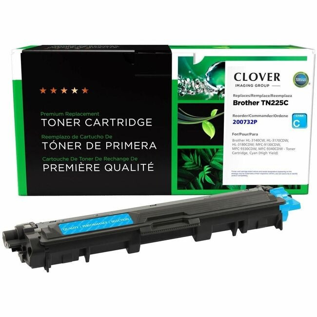 CIG Remanufactured High Yield Laser Toner Cartridge TN225, TN225C (Brother TN225C) - Cyan Each