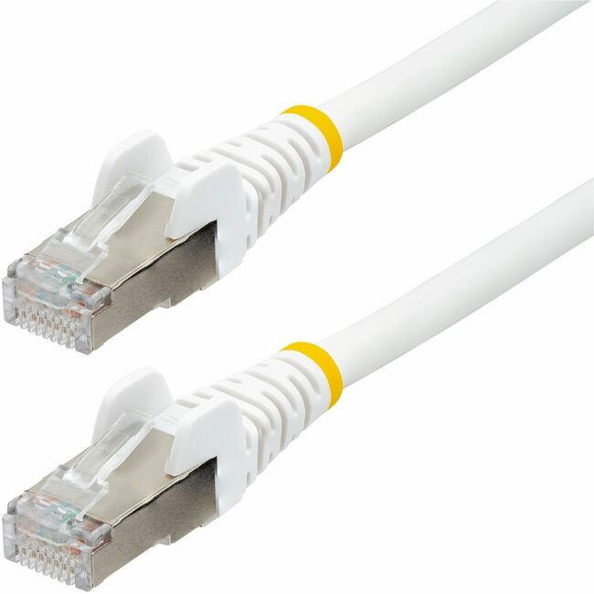 StarTech.com 1ft CAT6a Ethernet Cable, White Low Smoke Zero Halogen (LSZH) 10 GbE 100W PoE S/FTP Snagless RJ-45 Network Patch Cord