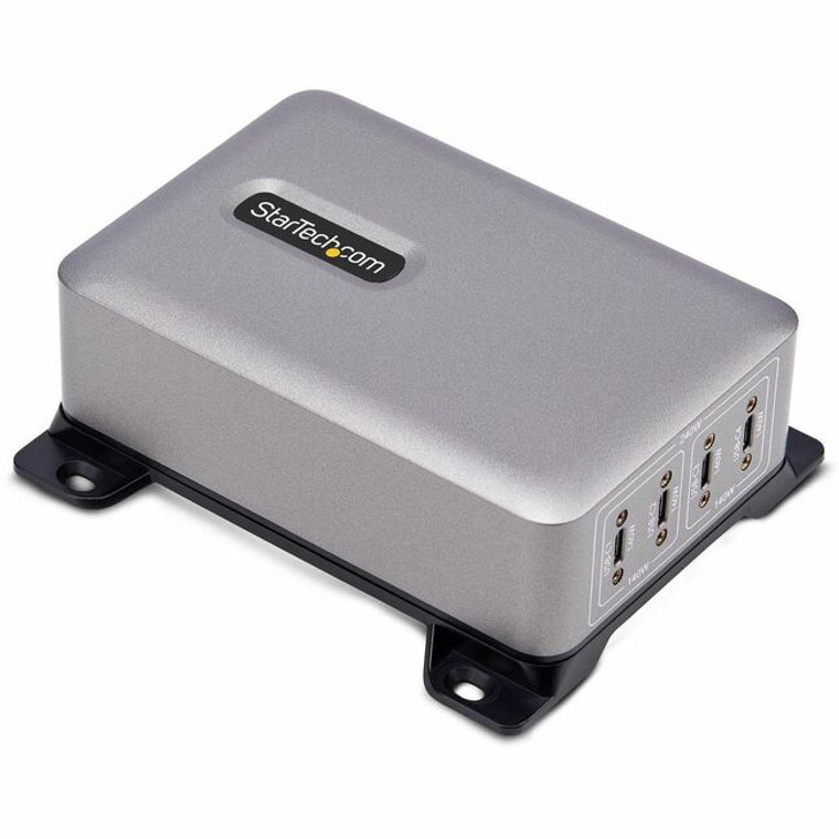StarTech.com 4-Port Multi-Device USB-C Charger, 240W Total, Single Port 140W EPR, Screw Locking Ports, Ideal for Boardrooms