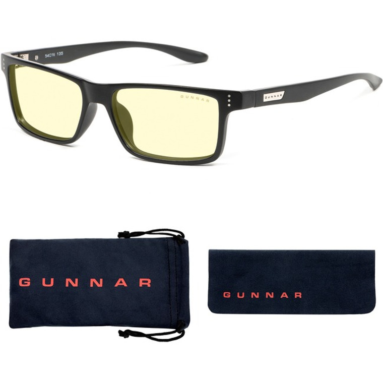 GUNNAR Blue Light Reading Glasses - Vertex, Onyx, Amber Tint, Pwr +1.50