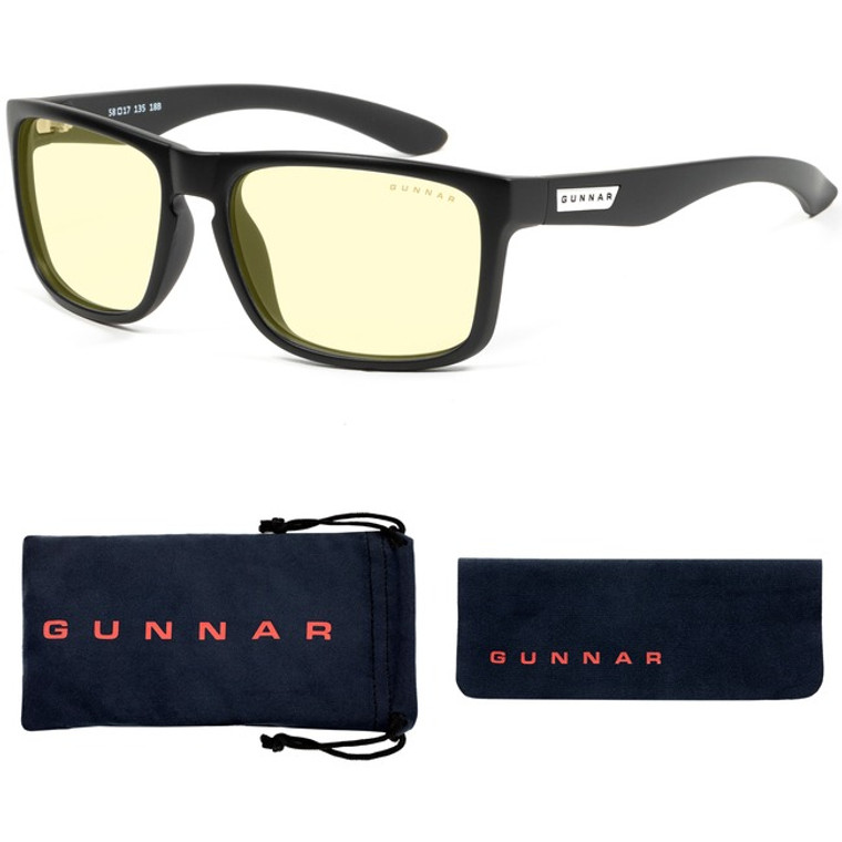 Gunnar Optiks Blue Light Blocking Gaming and Computer Eyewear/ Intercept- Amber Tint, Onyx Frame - Onyx Frame/Amber Lens