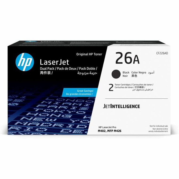 HP 26A Original Average Yield Laser Toner Cartridge - Dual Pack - Black - 2 / Carton