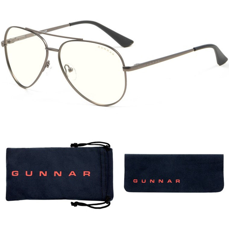 GUNNAR Gaming & Computer Glasses - Maverick, Gunmetal, Clear Tint