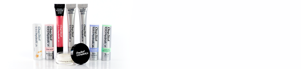 ChapStick® products 12-unit boxes, including Original, Spearmint, Cake Batter, Candy Cane and Aloha Coconut.