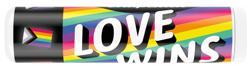 ChapStick® Love Wins Cotton Candy lip balm in 0.15oz rainbow tube.