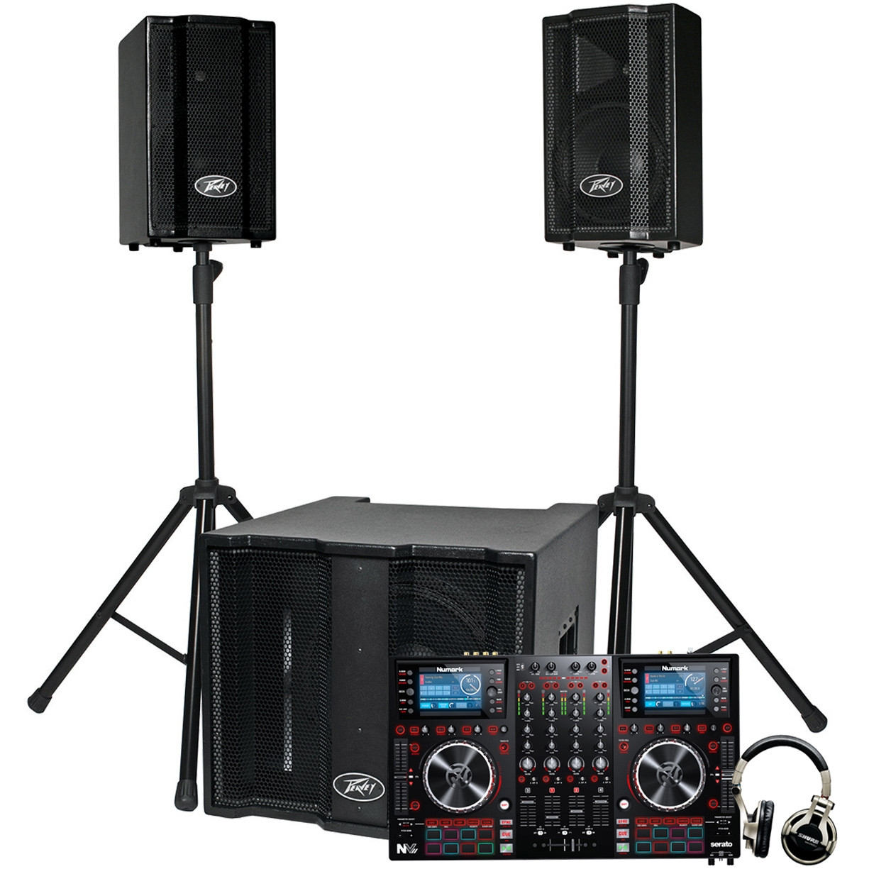 DJ Equipment Package with Peavey Triflex II and Numark NVII Dual