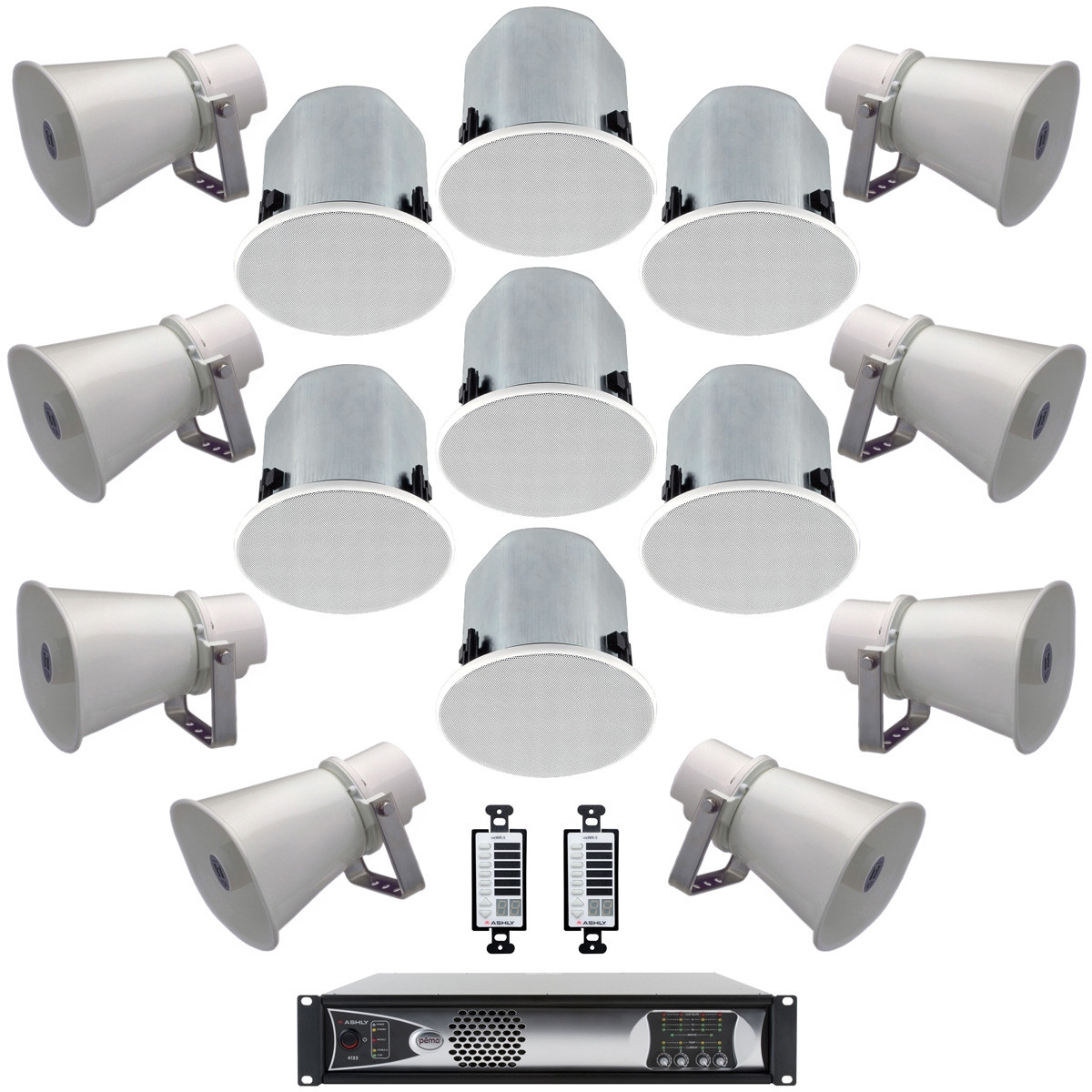 Manufacturing Plant PA Sound System with 12 TOA In-Ceiling