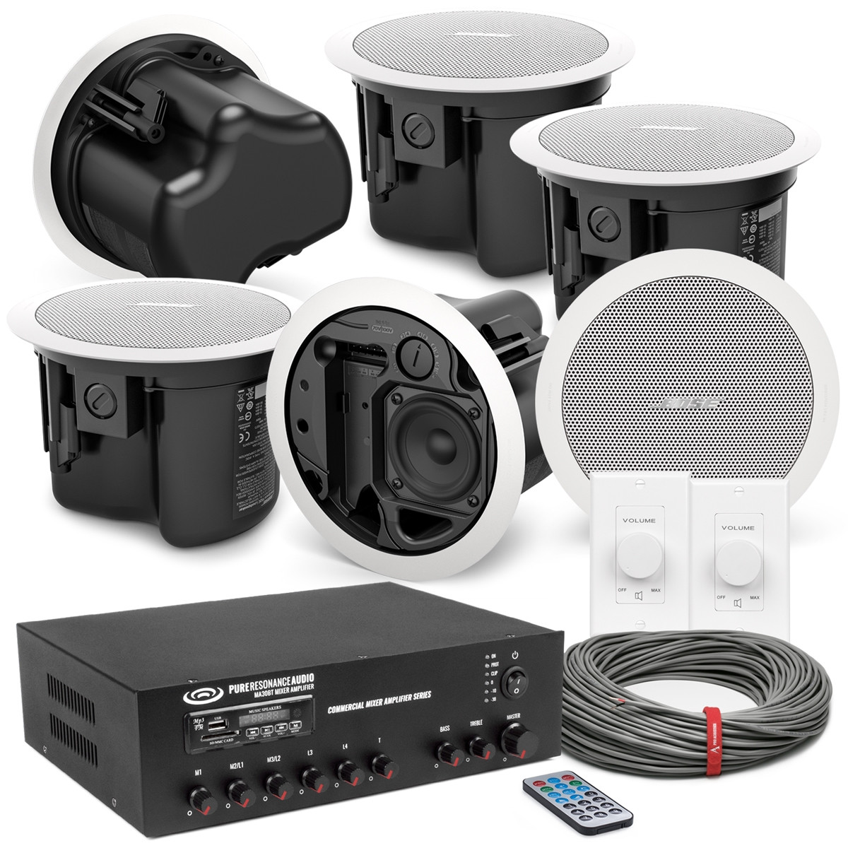 Office Sound System with 6 Bose FreeSpace FS Ceiling Speakers and