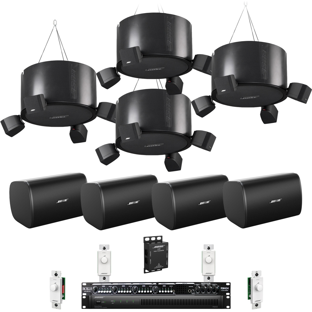 BOSE ステージサウンドシステム 4スピーカー付き Bose 4-Zone Restaurant Sound System with 4 Omni Pendant-Mount