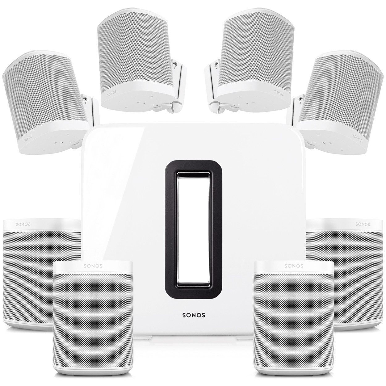 【美品】sonos ワイヤレスホームシアターセット Wireless Office Speaker System with 8 Sonos ONE Compact Smart