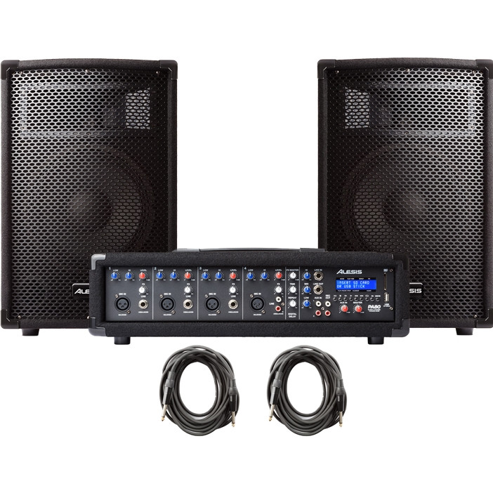 Alesis PA System In a Box with 4-Channel 280W Powered Mixer and 2