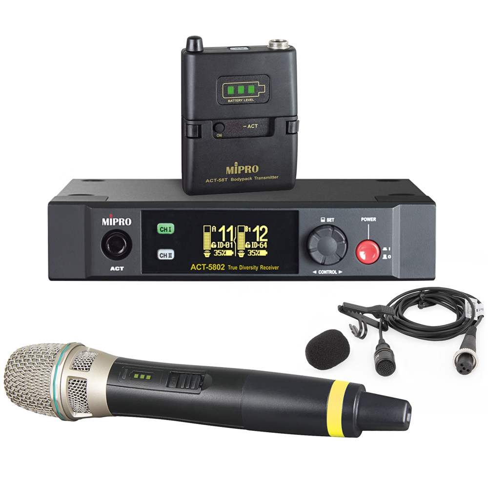 MIPRO ACT-5802/ACT-58HT Dual Channel 5.8 GHz Handheld and Lavalier