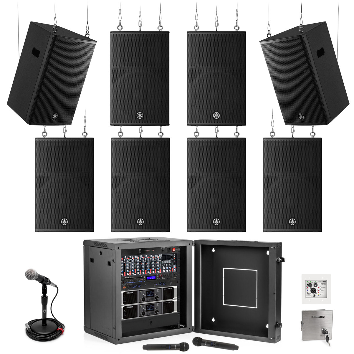 Yamaha Gym Sound System with 8 CHR15 Flyable Loudspeakers
