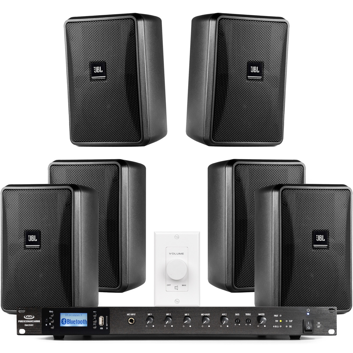 Restaurant Sound System with 6 JBL Control 23-1 Wall Mount