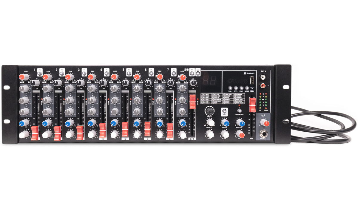 Pure Resonance Audio MX9 9 Channel Rack Mount Mixer with Bluetooth