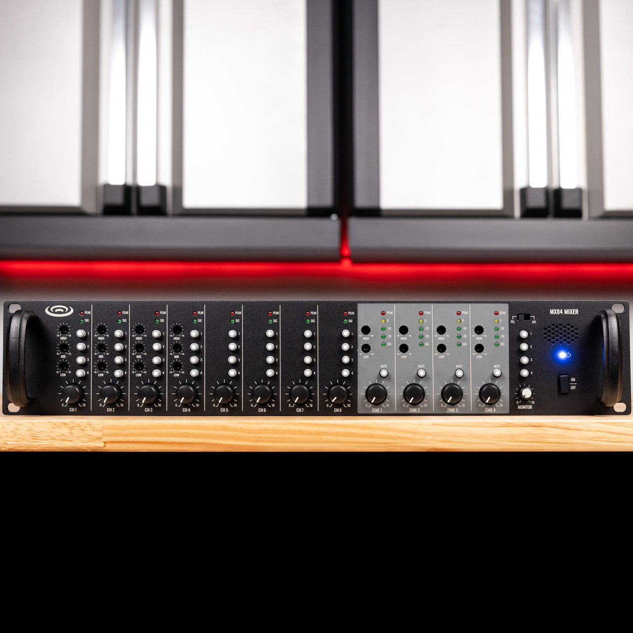 Pure Resonance Audio MX84 8-Channel 4 Zone Rack Mount Mic Line Mixer