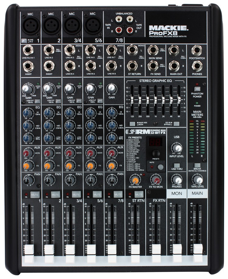 Mackie PROFX8 V2 8チャンネルミキサー Mackie ProFX8 Professional Compact 8-Channel Effects Mixer