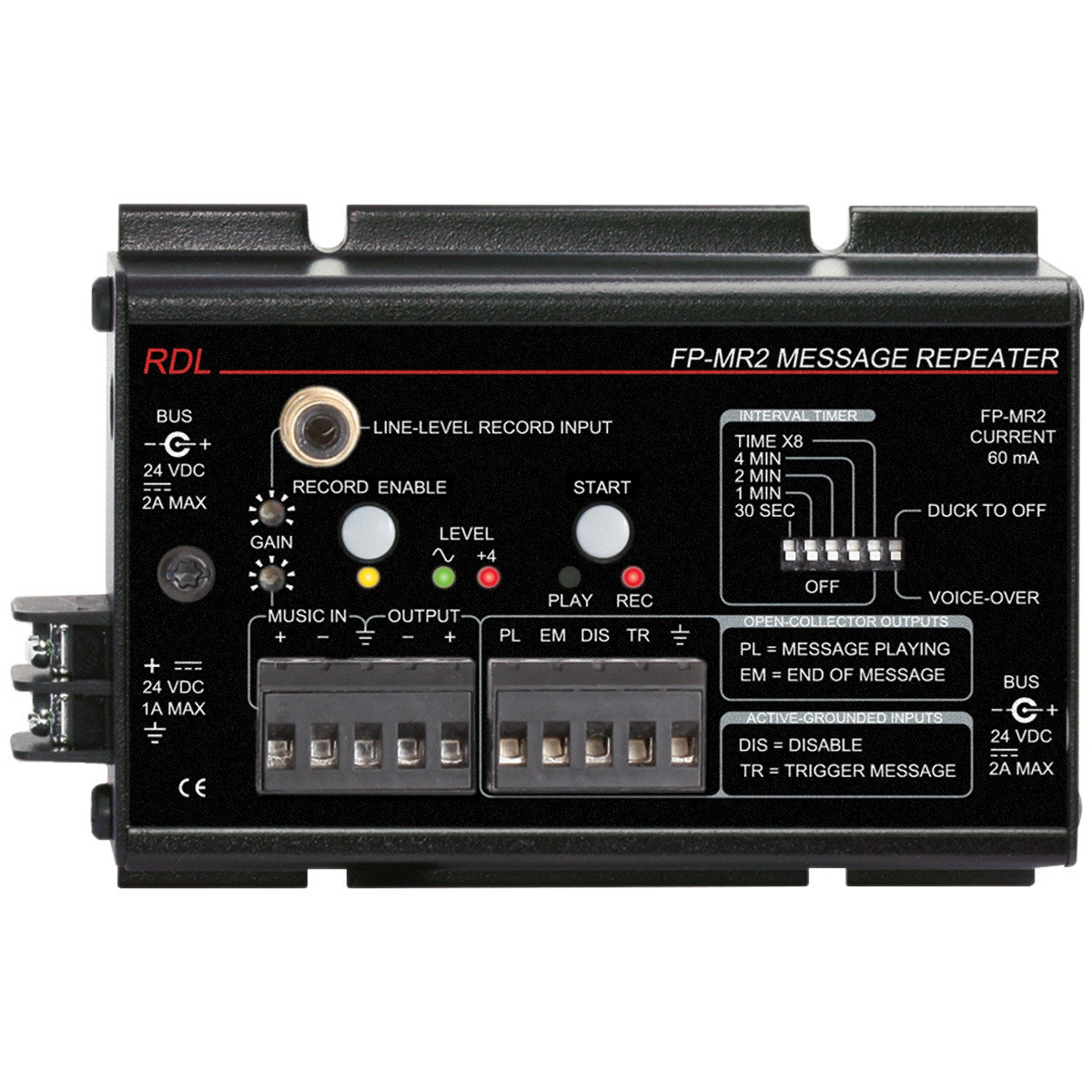 RDL FP-MR2 Message Repeater with 1.7 Minute Digital Storage