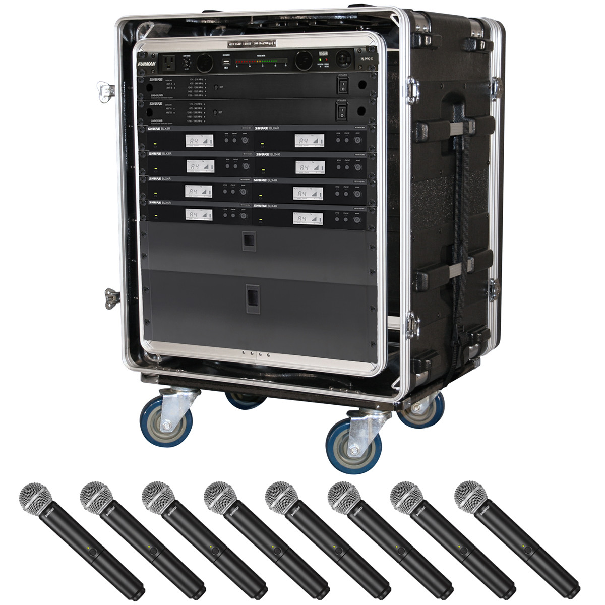 Shure Multi-Channel Wireless Microphone Rack System with 8 BLX