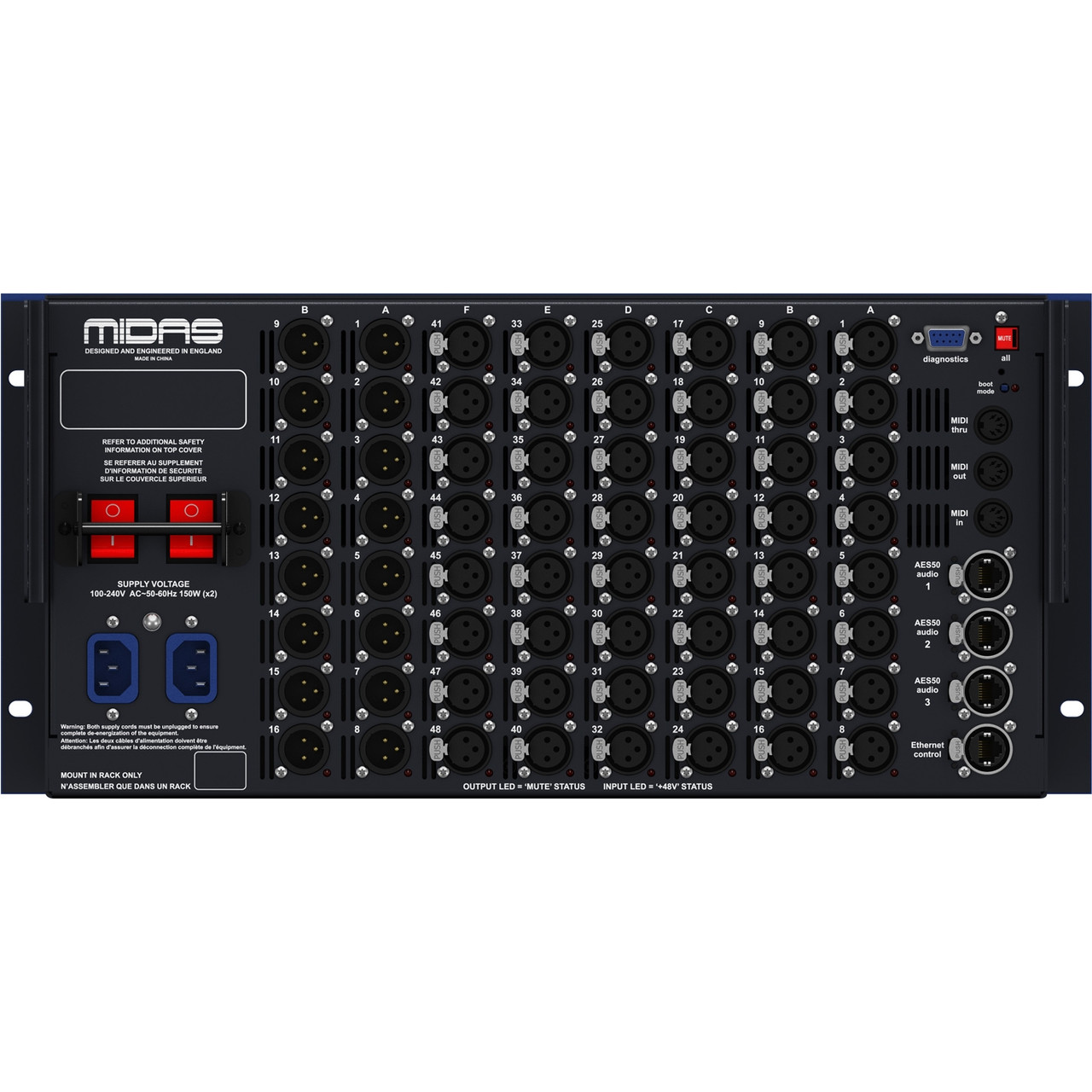 Midas DL251 Stagebox with 48 MIDAS Mic Preamps, 48 Inputs and 16