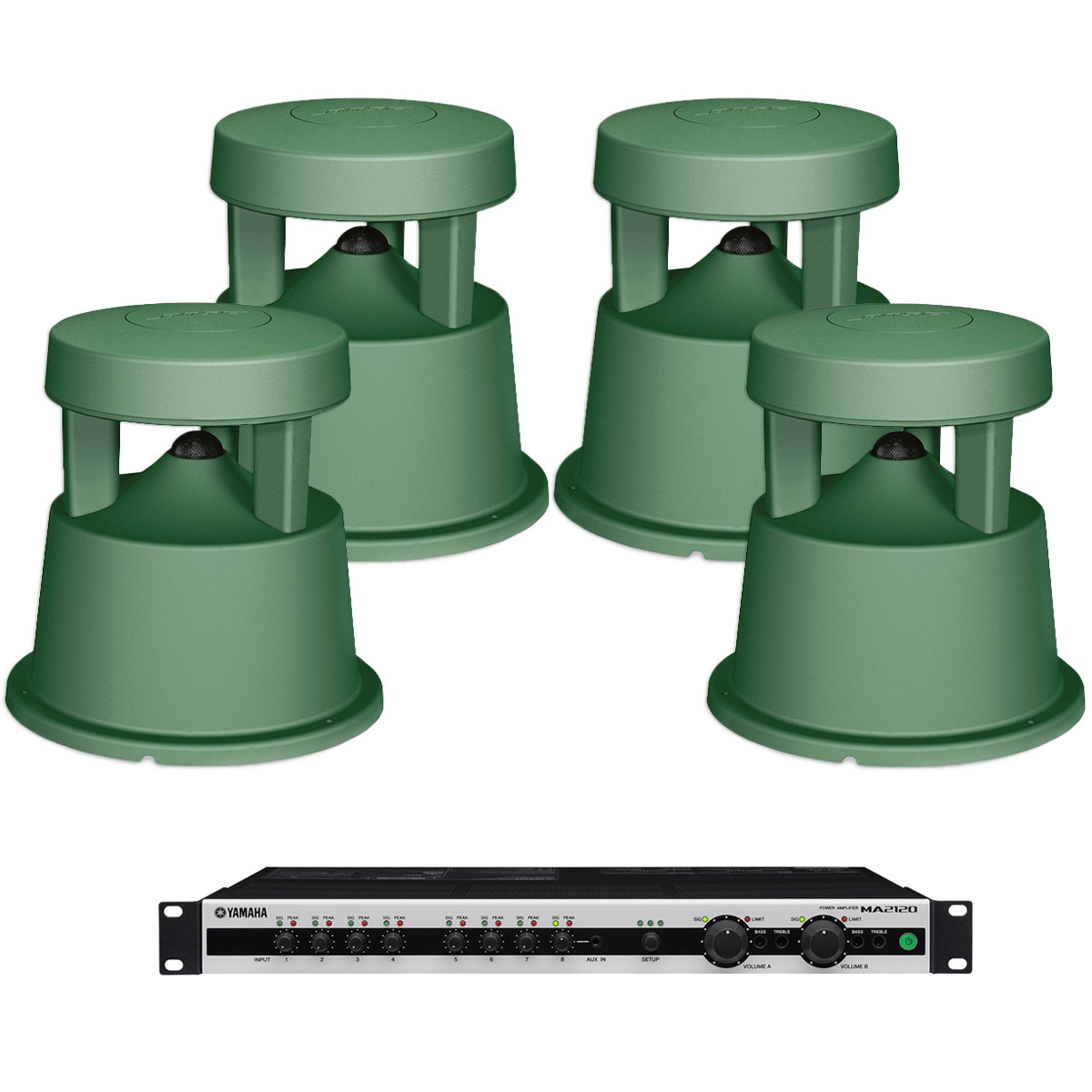 Outdoor Sound System with 4 Bose FreeSpace 360P and Yamaha MA2120