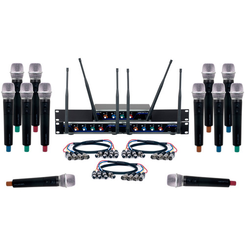 VocoPro Digital-Acapella-12 Twelve-Channel UHF Digital Hybrid Wireless System with 12 Handheld Microphones