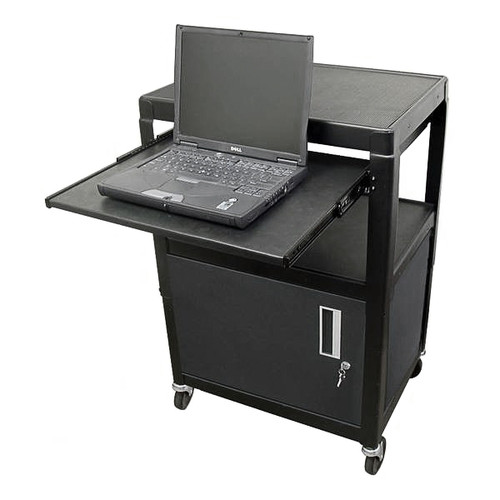 Hamilton Buhl SVCAB4226E Adjustable Steel Cart 26" to 42" with Locking Security Cabinet, Lap Top Shelf and Surge Protector (Discontinued)