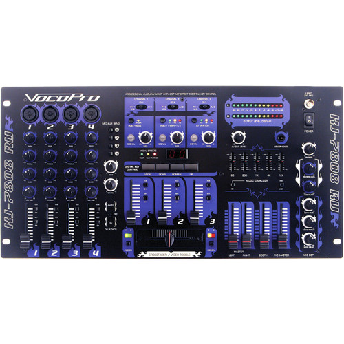 VocoPro KJ-7808 RV Professional Karaoke Mixer with DSP Key Control and Crossfader Video Toggle