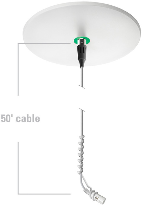 Audio-Technica ATND933aWH Hypercardioid Condenser Hanging Microphone with Dante Network Output Power Module