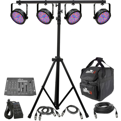 CHAUVET DJ Lighting System with 4 SlimPAR 56 PAR Cans and Obey 3 Controller and Stand (Discontinued Components)