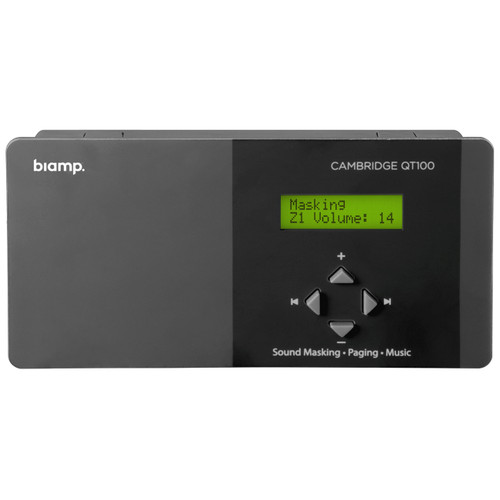 Cambridge Qt 100 sound masking generator front panel with LCD display