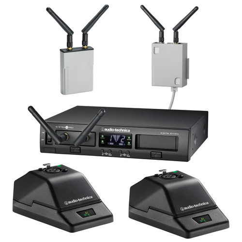 Audio-Technica ATW-1377 System 10 Pro Rack-Mount Digital Wireless System with 2 Wireless Microphone Desk Stands (Discontinued)